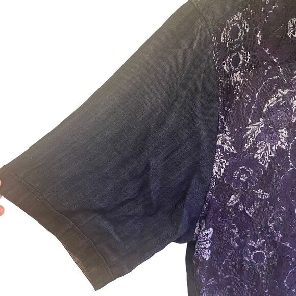 Public Denim button down floral purple lace blouse size 3XL - Picture 5 of 6
